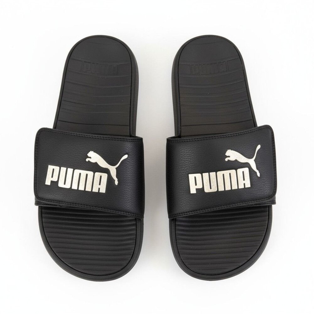 Puma Men's Slide Cool Cat Black/White Slides Sandals Flip Flops Slip On Size 11